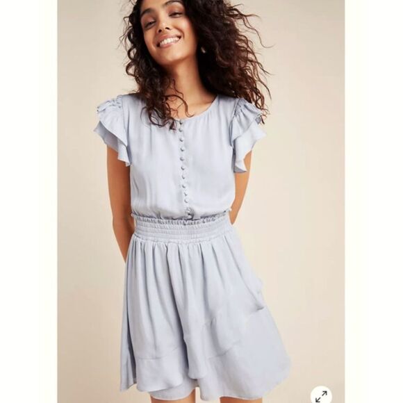 Anthropologie Dolan Adelaide Mini Dress Blue Grey S - Picture 1 of 9